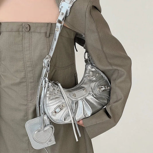 2026 Spring Hot Selling Maillard Style Retro Style Small Bag Spicy Girl Y2K Wasteland Style Vintage Leather Shoulder Armpit Bag