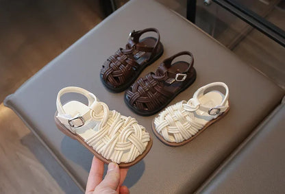 New Sandals Summer Children's Woven Casual Baby Shoes Girls Beach Shoes Slipper Baby Girl Shoes Size 22-31