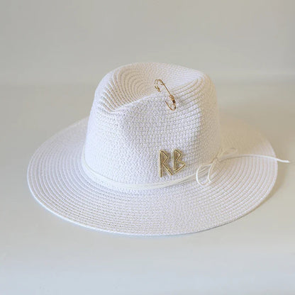 Big Size  Summer Sun Hats Ladies Fashion Girl Beach Straw  Hat Luxury Grass Jazz Top Panama Hat Womens 60cm Large Head