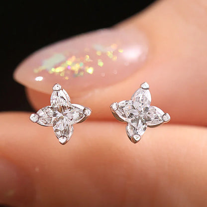 4/5mm Lily Antique Flower Cut Moissanite Diamond Stud Earring for Women S925 Silver Plated 18k Gold Bridal Fine Jewelry With Gra