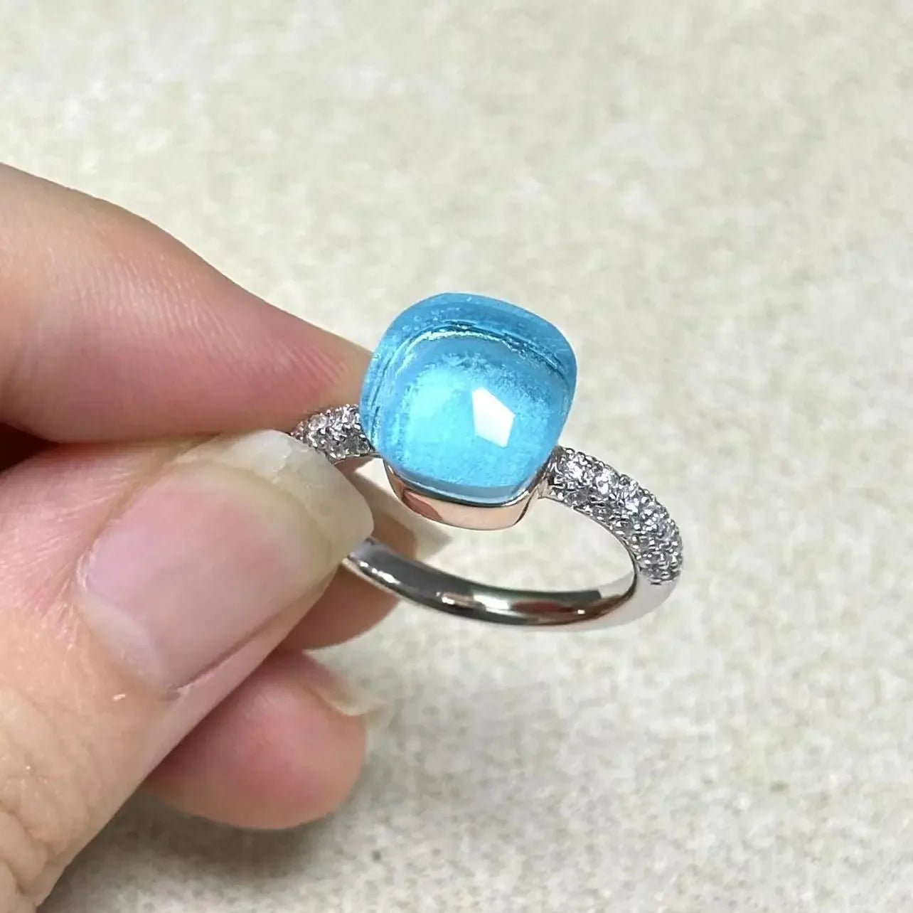 10.6mm S925 Ring Silver Rose Gold Metal 32 Colors Candy Style Zircon Crystal Ring for Women Fine Jewelry Party Gift Trendy Ring