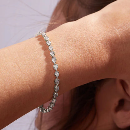 Certified 0.2carat Waterdrop Moissanite Tennis Bracelets Bezel Set 925 Sterling Silver Pear Cut Diamond Bracelet for Women