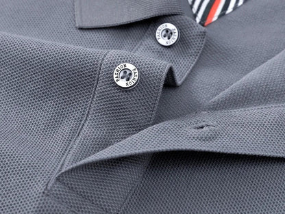 100% pure cotton men's short sleeved summer new golf lapel polo shirt, high-quality designer customized embroidered T-shirt