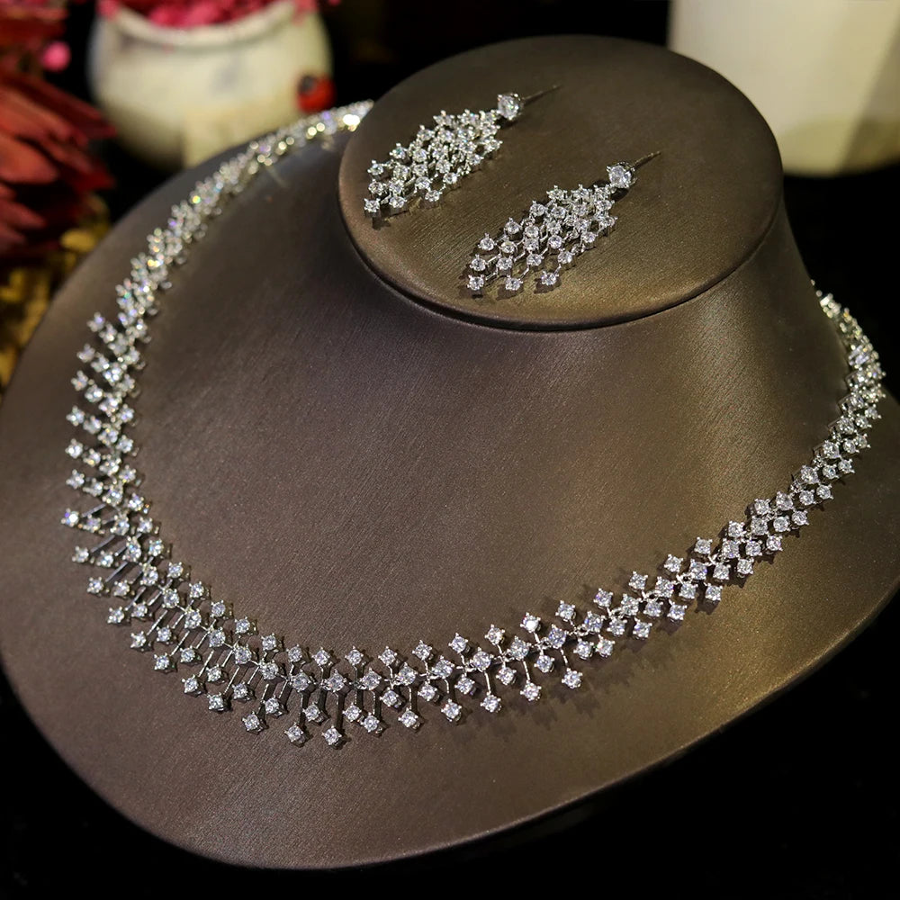Fashion CZ Bride Indian Jewelry Set for Women Water Drop Wedding Design Choker Necklace Girlfriend birthday Gifts X0520