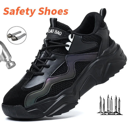 Indestructible Steel Toe Safety Shoes Lightweight Breathable Anti Smashing Puncture Proof Work Boots Protective Sneakers for Men