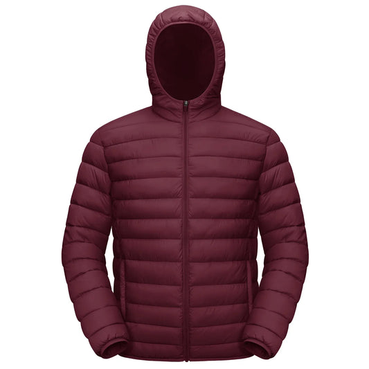 Lightweight Puffer Jackets Mens Water-Repellent Hooded Quilted Jacket Insulated Jacket Padded Coat Male Windbreaker