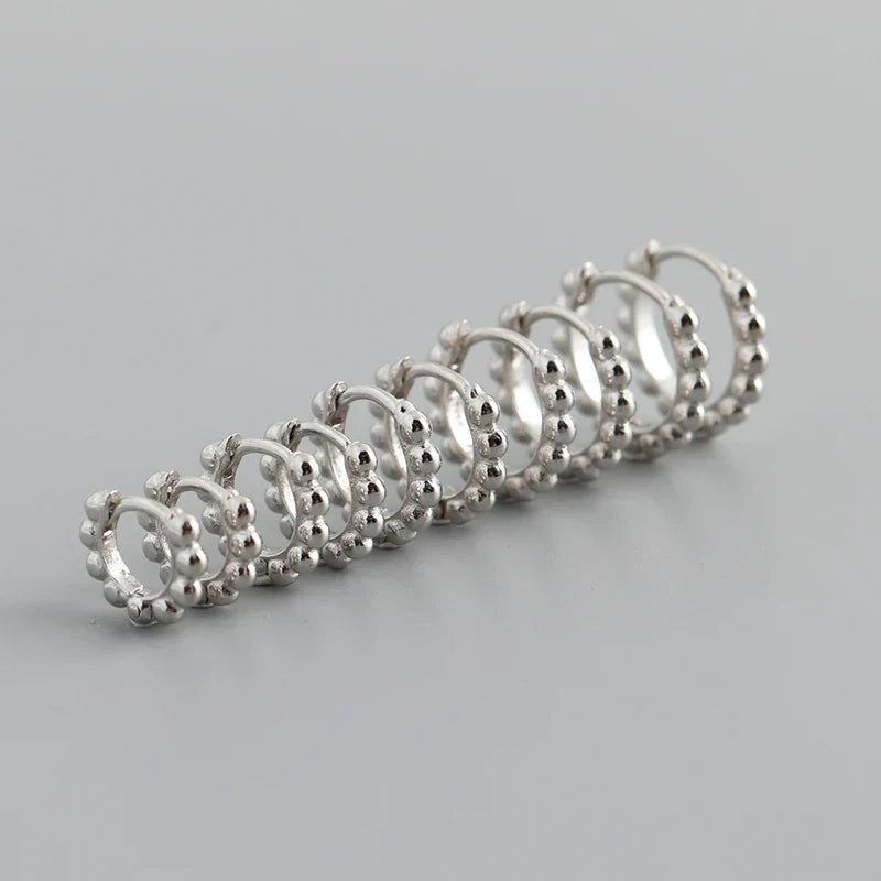 925 Sterling Silver Simple Fashion Glossy Beads Gold Huggies Hoop Earrings for Women Gothic Piercing Jewelry Accessories