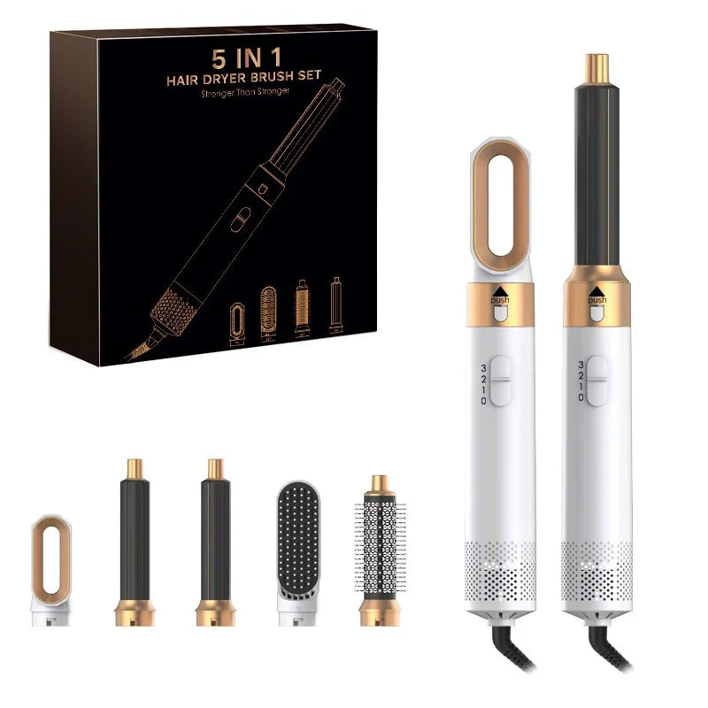 5 In 1 Hair Dryer Comb Set Professional Hot Air Styler For Hair Curling Straightening And Volumizing At Home