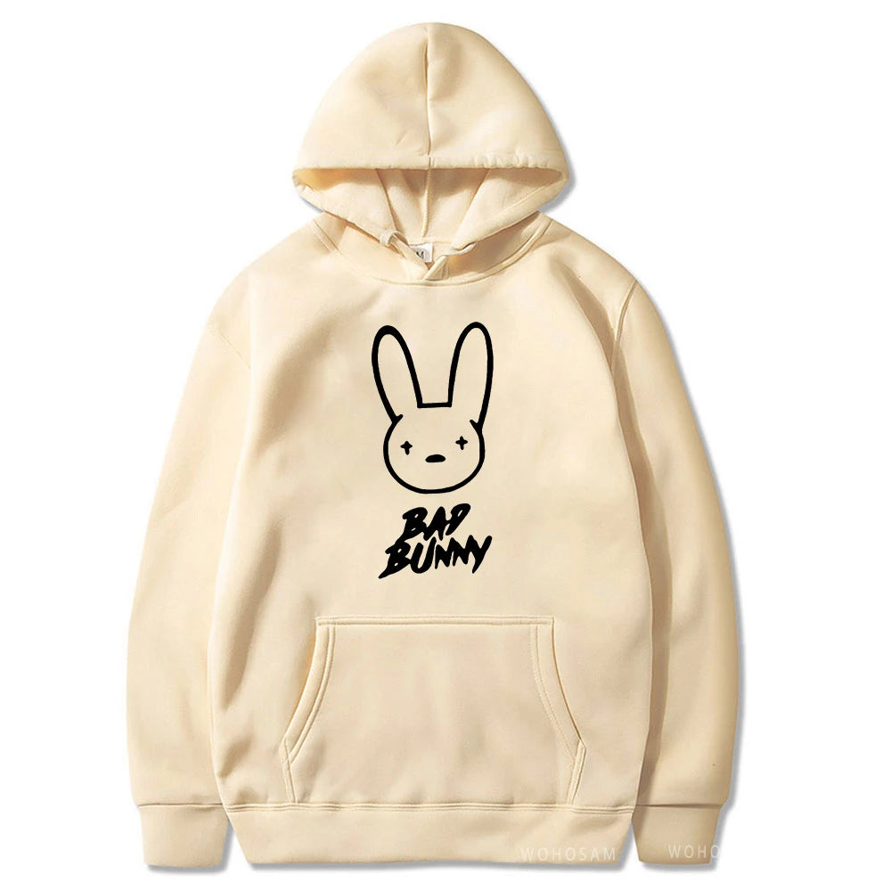 Funny Bad Bunny Hoodie Printed Kawaii Cartoon Harajuku Oversized Streetwear Sweatshirt Korean Style Long Sleeve Women Men Hoody
