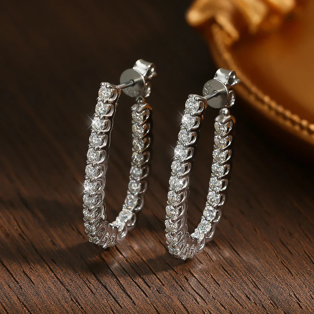 All Moissanite Earrings for Women Wedding Party Luxury Earring Jewelry s925 Sterling Sliver Plated 18k Gold Ear Stud