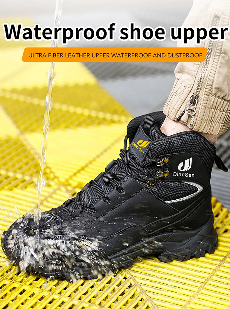 Mens Safety Shoes With Steel Toe Waterproof Boots Puncture Proof Anti-smash Mens Outdoor Work Sneakers Construction Work Shoes
