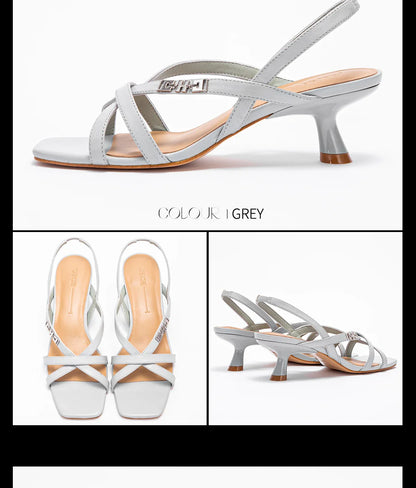 Heels Women's New Comfortable Sheepskin Leather Low Heel Sandals Wedding Banquet Women's Shoes