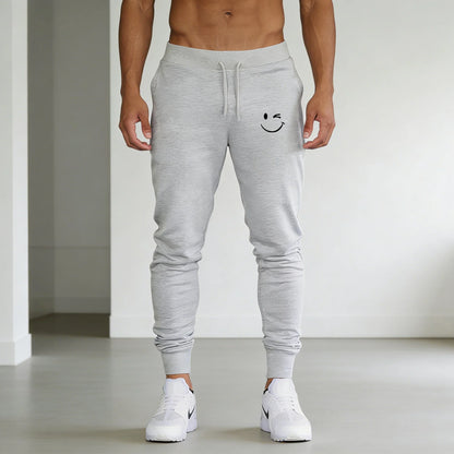 New Men‘s Smiling face print Sports Pants Running Trousers Workout Jogging Long Pants Gym Sport Joggers for Men Gyms Fitness