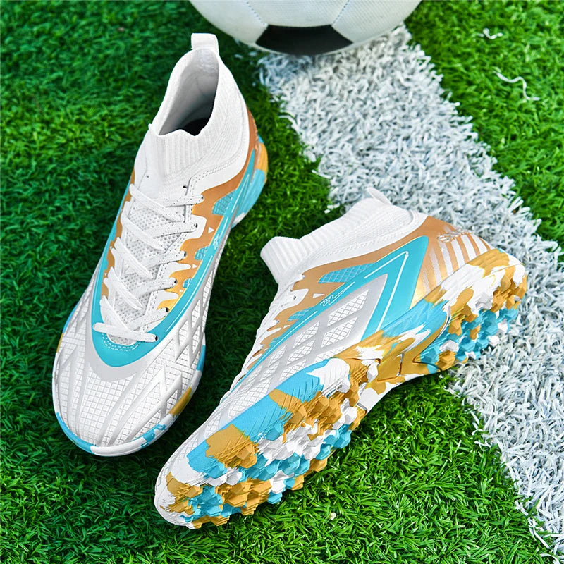 Double star youth football shoes, TF nail grip anti slip, unisex match training specific football shoes