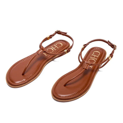 Women's Flat Sandals 2025 Summer Minimalist Toe Beach Shoes Vacation Outdoor