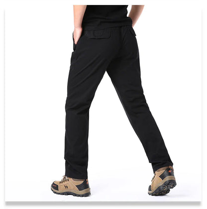 Men's Summer Casual Pants Cotton Thin Style Overalls Elastic Waist Outdoor Sports Loose Work Pants Trend Solid Color Pants