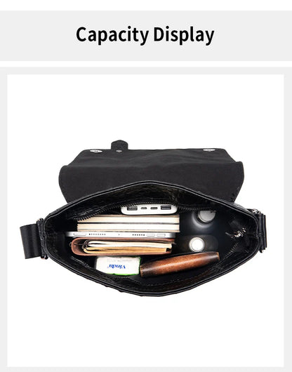 Genuine Leather Men's Crocodile Pattern Shoulder Bag Fashion Men Messenger Chest Bag Vintage Crossbody Travel Bag