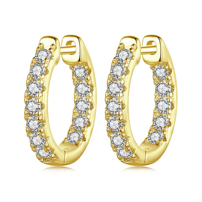 Moissanite 925 Sterling Silver Hoop Earrings D Color Round Cut Lab Diamond Earrings with Certification
