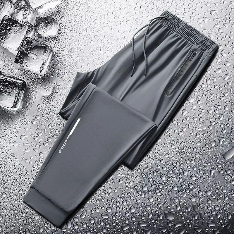 Men's spring and summer ice silk long pants slim fit new loose high elasticity fast drying outdoor running casual pants