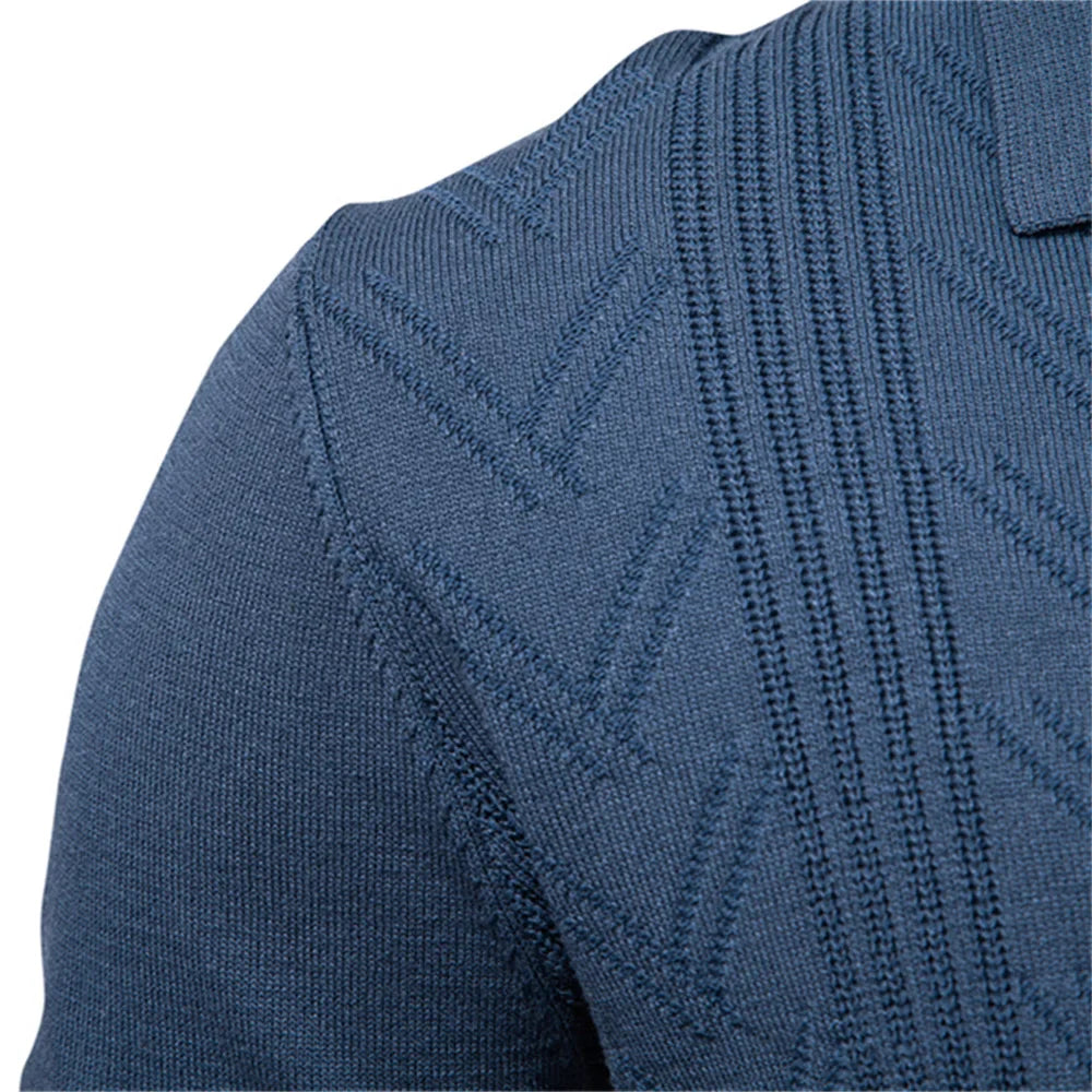 2025 Men's Modern Henley Polo Solid Color Long Sleeve Fashion Forward Cut Luxury Business Social Premium Male Top