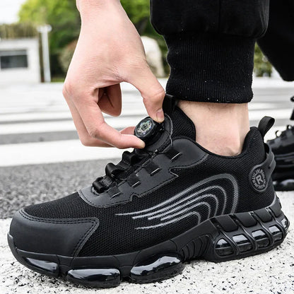 Rotating Button Work Safety Shoes for Men protection Safety Work Shoes Anti Puncture Work Sneakers Anti-smash Steel Toe Boots