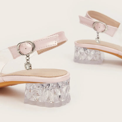 2025 New Fashion Flower Girl Princess Sandals Summer Fish Mouth Transparent Thick Heel Open Toe Children's Sandals High Heels