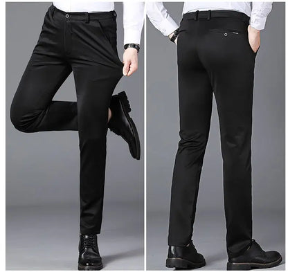 Men's Summer Fashion Business Casual Long Pants Suit Pants Male Elastic Straight Formal Brand Trousers Plus Big Size 28-40