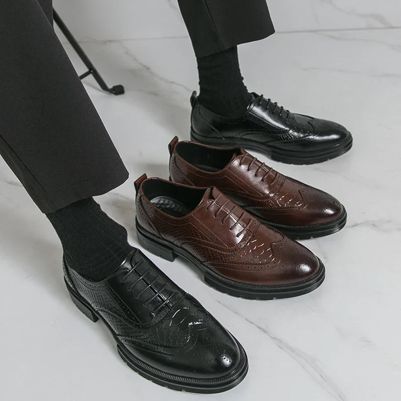 Classic Wedding Leather Shoes For Men Brogues High Quality Men's Dress Business Shoes Office Party Social Formal Shoes Male