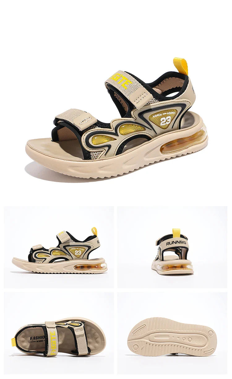 Summer Children's Sandals Outdoor Water Beach Breathable Speed Drying Shoes Boys Open Toe PU Air Cushion Sandals 28-39