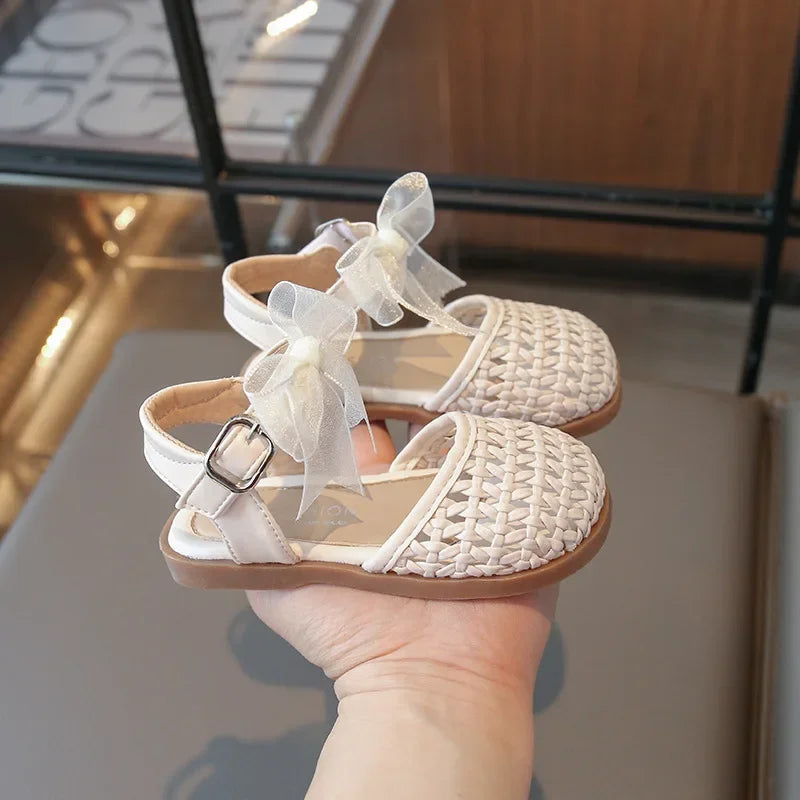 Kids Girls Shoes Children's Woven Sandals New Summer Popular Roman Shoes Children's Soft-soled Princess Shoes