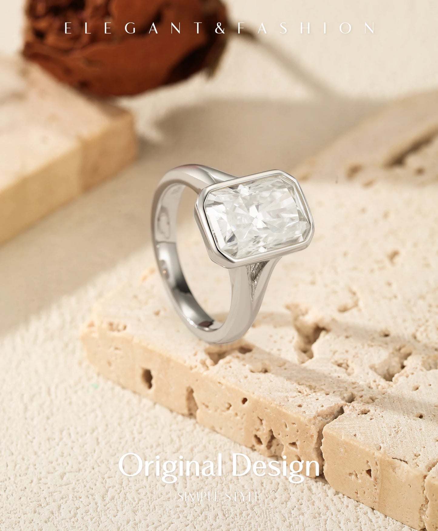4.5CT D Color Moissanite Ring 925 Sterling Silver Rectangle Lab Diamond Wedding Statement Rings For Women Fine Jewelry