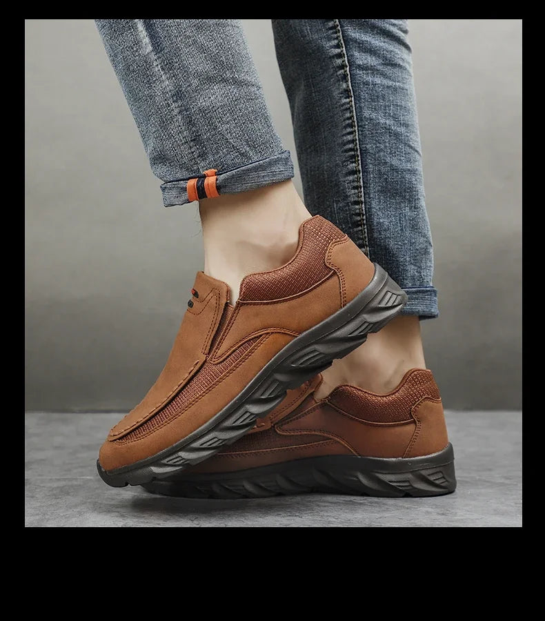 Sapatos Masculinos Casuais de Couro, Mocassins Respiráveis, Tênis Masculinos 2024, Novos Tênis Masculinos de Couro Confortáveis, Calçados Masculinos