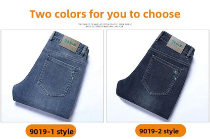 New Autumn/winter 2025 Stretch Wash Jeans for Young Men with Small Straight Elastic WaistJeans Pants Fashion Men's Trousers