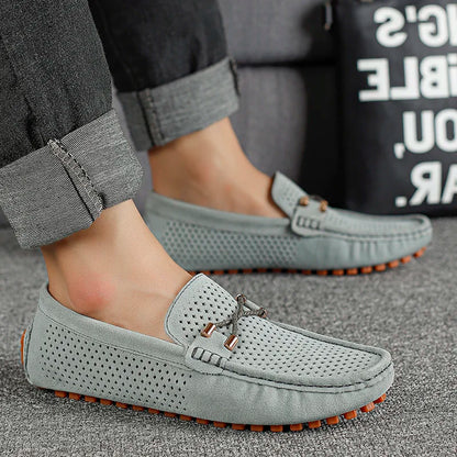 Mens Casual Shoes Genuine Leather Man Loafers Slip on Flats Lightweight Mens Driving Shoes Lazy Shoes