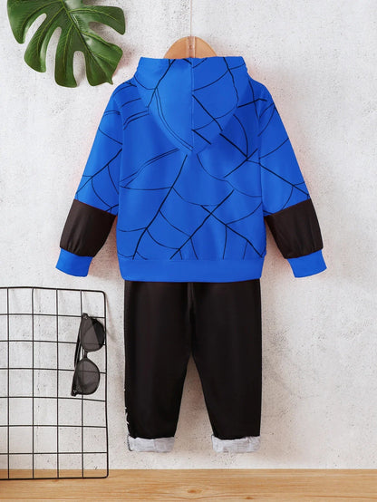 2PCS Kids Boy Clothes Set Cartoon Patte Hooded Long Sleeve Hoodie+Pants Autumn Fashion Trend Sports Outfit for Children 4-7Year