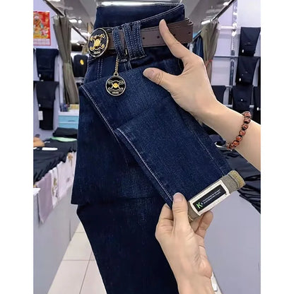 Spring Autumn Vintage Women Jeans New Pencil Denim Pants High Waist Slimming Design Sense With Elastic Small Feet Pants Women's