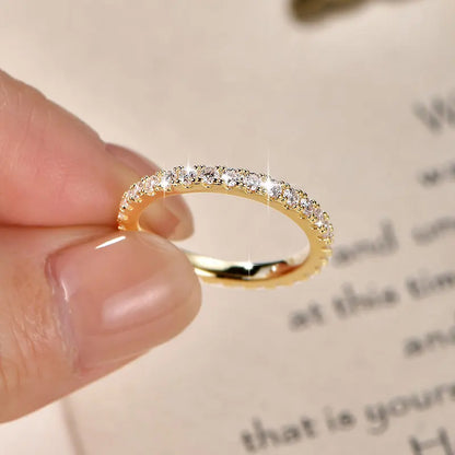14k Gold Filled Full Eternity Ring Sparkling 2mm D Color Moissanite Stackable Band Finger Jewelry for Womem GRA Cerificate