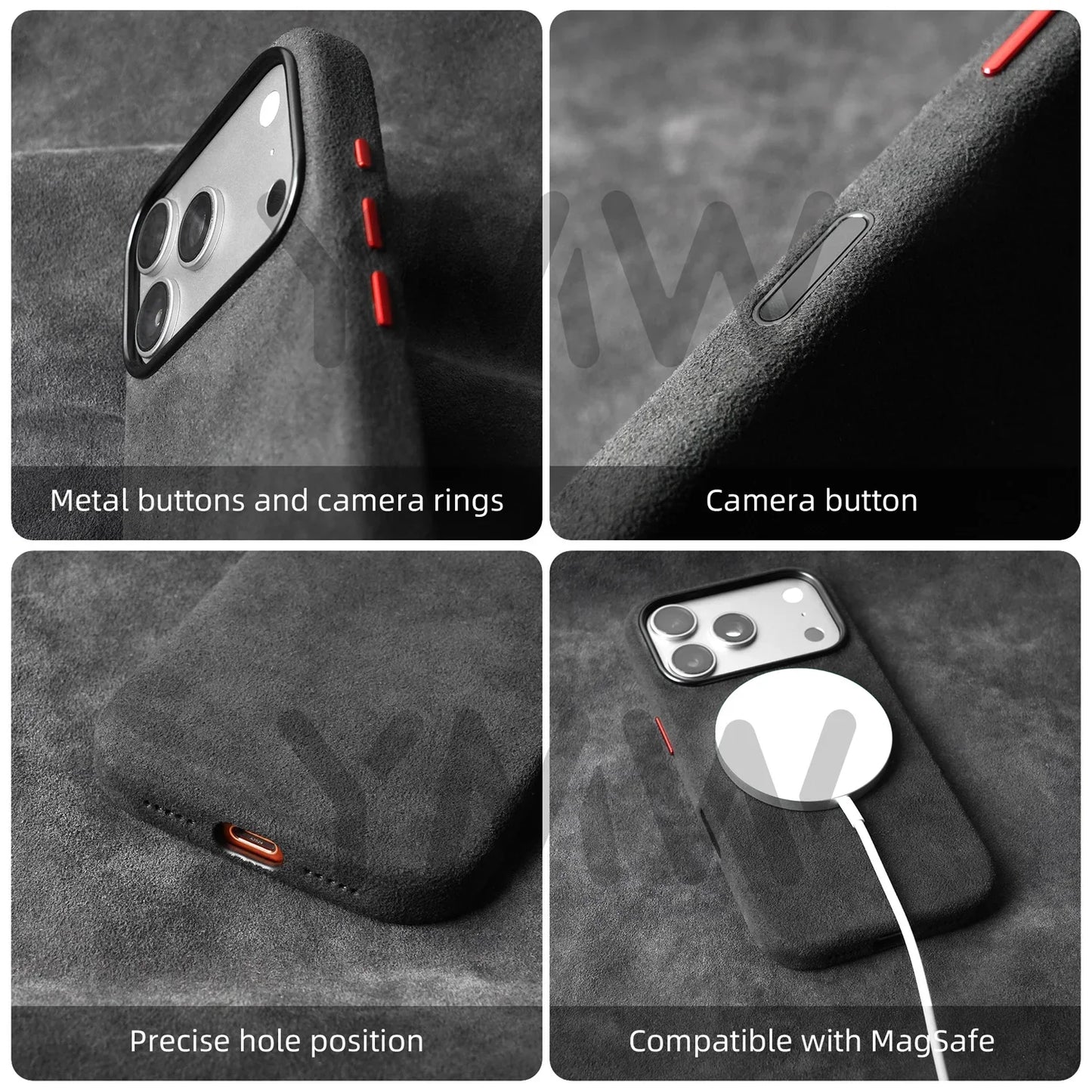 Case for iPhone 17 16 Pro Max Compatible Magsafe Business Supercar Interior Same Suede Leather Phone Cover