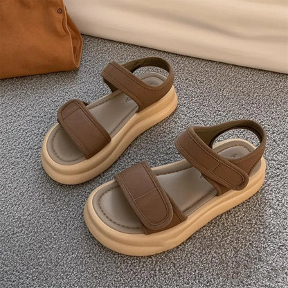 Thick soled Roman sandals for women, new summer sports soft soled work versatile, non tiring, non slip beach shoes
