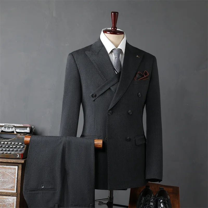 Classic Men Suit Sets Wedding Banquet Groomsman Slim Fit Blazer Pants Two Pieces Formal Activities Male Business Costumes