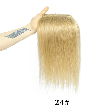 12x13cm Human Hair Toppers with Bangs Black Brown Clip in Hair Toupee for Women Skin Scalp Clip in Remy Hair Pieces