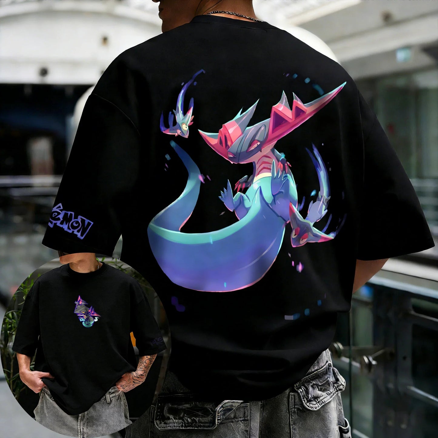Men Cotton T-Shirt Streetwear Colorful Pikachu & Ash & Friends Print Oversized Casual Daily Wear Anime Fans Gift