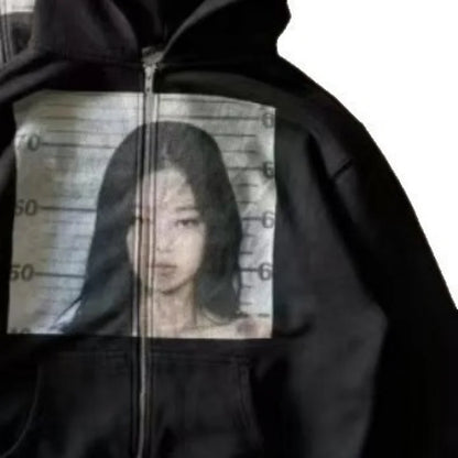 European and American Version Unisex Cute Hoodie Youth Oversized Sweatshirt Casual Clothes Zipper Jacket