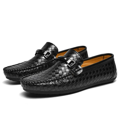 Sapatos Masculinos de Couro Slip on Respiráveis Sapatos Casuais Masculinos Marca de Luxo Mocassins Masculinos Sapatos Leves Masculinos para Dirigir Zapatos Hombre