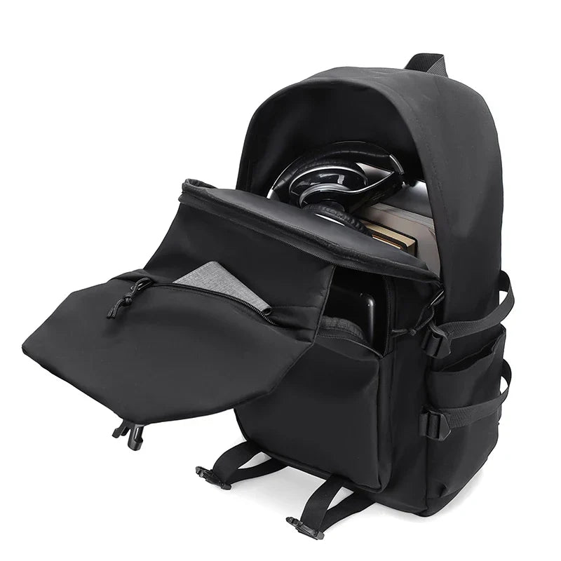 Simple solid color backpack,  travel backpack, plenty of storage space, very suitable for commuting, school, work and going out.