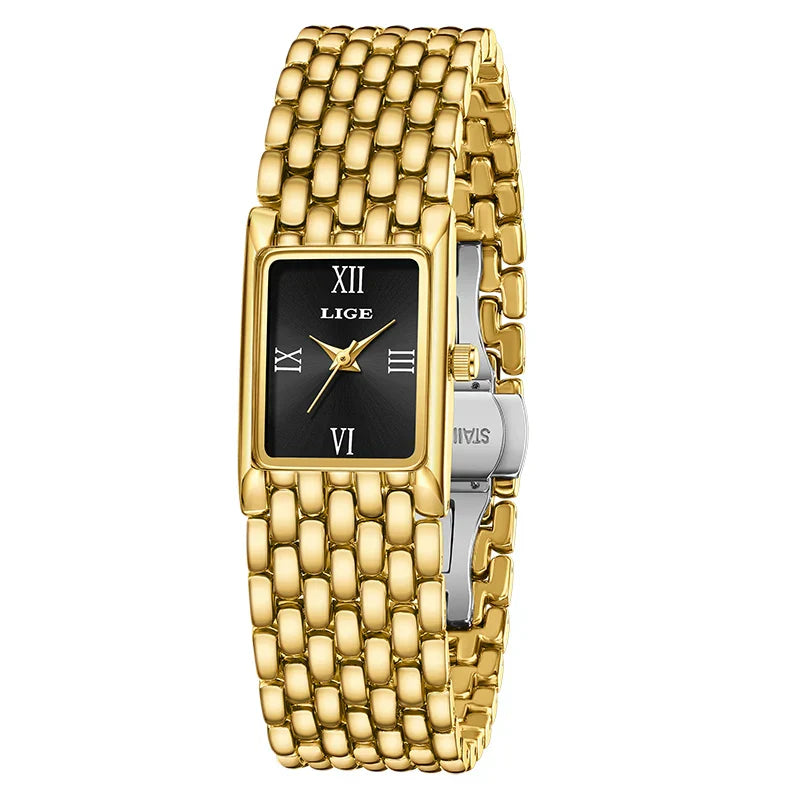 New Design Ladies Watch Fashion Quartz Wristwatch Silver Simple Square Women Watches Luxury Stainless Steel Folding Clock