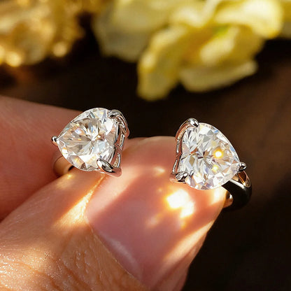 2pcs 1ct Heart Moissanite Stackable Rings for Women 925 Sterling Silver Plated 18k White Gold Diamond Wedding Ring