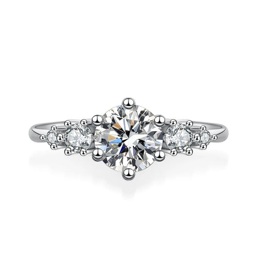 1CT D Color Moissanite Rings for Women Sparkling Diamond Engagement Wedding jewelry with GRA 925 Sliver Plated 18k Ring