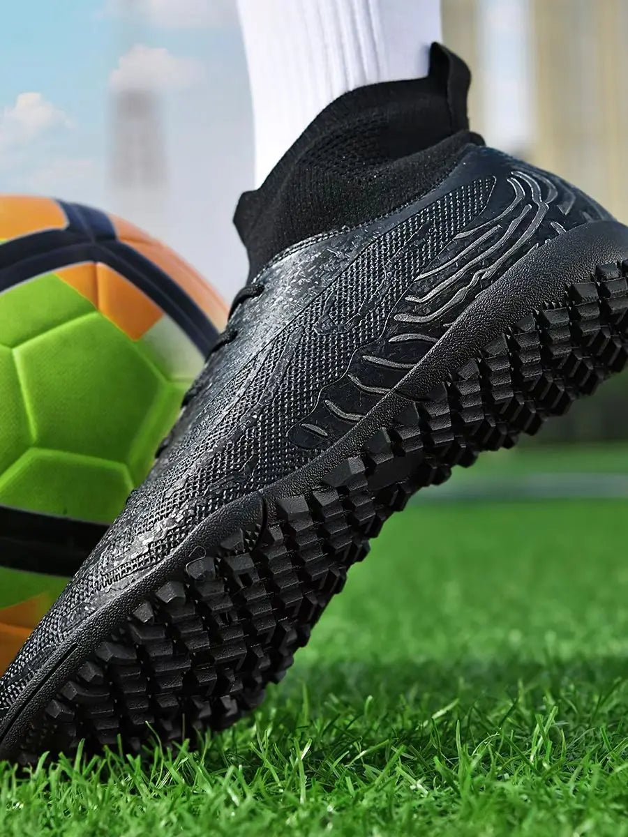 Men & Women TF Stud Football Boots, Anti-slip, Leather Material, Suitable for Student & Adult Training, Artificial & Natural Gra