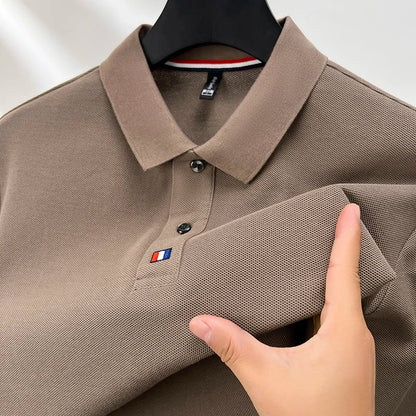 High end brand men's polo shirt long sleeved luxury fashion embroidered craft top 100% cotton 2024 Spring and Autumn new T-shirt